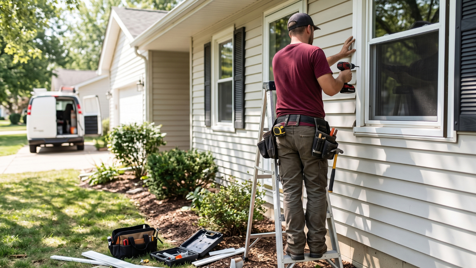Rental property maintenance being performed at a single-family home in the Albemarle area